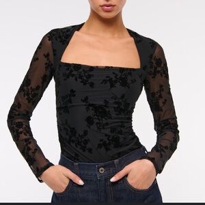 Never worn Abercrombie Ava Long-sleeve Mesh Top in Black size S